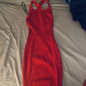 Bebe red bodycon midi dress
